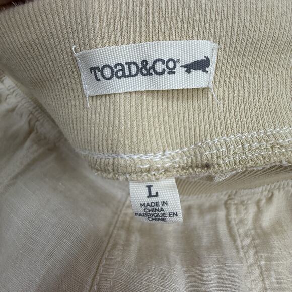 Toad & Co Lina Linen Pants Size Large Ivory Beige Pull on 32" Inseam - Picture 13 of 16